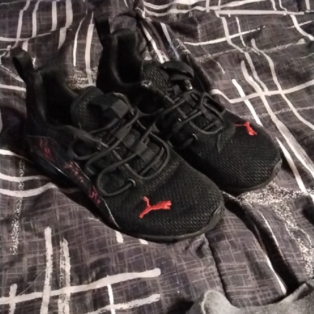 Puma Boys Athletic Black and Red Shoes
